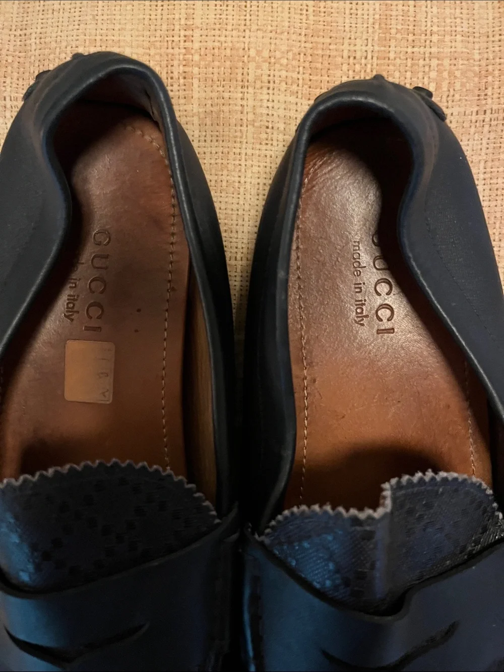 Men’s GUCCI Damo Diamanté Navy Blue Loafers SZ 13
